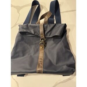 Cargoit Backpack Leather Trim Vinyl Body Blue and Brown‎